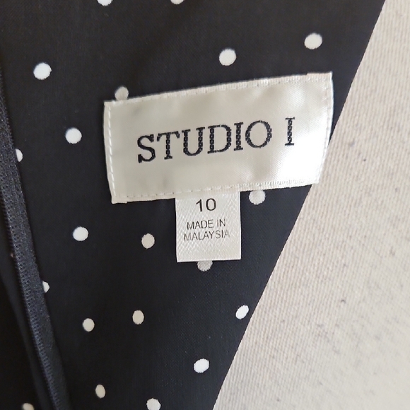 Studio I Sleeveless Black Maxi Dress with White Dots Size 10 - Picture 8 of 8